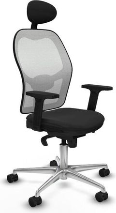 Piqueras y Crespo Piqueras Y Crespo - Jorquera Sincro Malla Blanca Similpiel Negro Brazos 2d Base Aluminio Cabecero Fijo Ruedas 65mm Nailon