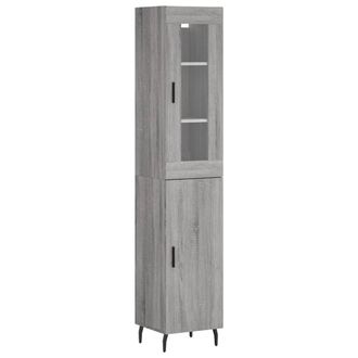 vidaXL Aparador Alto Madera Contrachapada Gris Sonoma 34,5x34x180 Cm Vidaxl