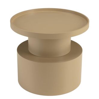 Macabane Mesa auxiliar redonda de madera pintada en color topo D45 cm