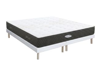Vente-Unique Conjunto 180 x 200 cm somier tapizado + colch&oacute;n de muelles ensacados y fibras de Kapok grosor 31cm - SOREMA de NATUREA