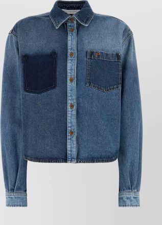 Alberta Ferretti denim shirt with chest pockets and contrast panel