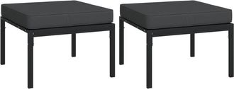 vidaXL Reposapi&eacute;s De Jard&iacute;n 2 Uds Acero Con Cojines Gris 60x60x35 Cm Vidaxl