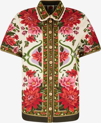 Farm Rio Kurzärmeliges Hemd aus Blumendruck-Stoff