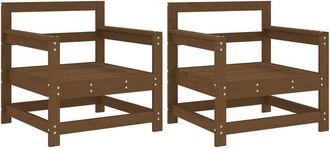 vidaXL Sillones De Jard&iacute;n 2 Unidades Madera Maciza Pino Marr&oacute;n Miel Vidaxl