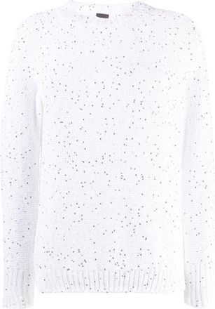 Lorena Antoniazzi sequin detailing sweater - women - Polyester/Elastane/Cotton/Polyamide - 44 - White