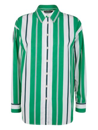 Lauren Ralph Lauren striped shirt - women - Cotton - S - Green