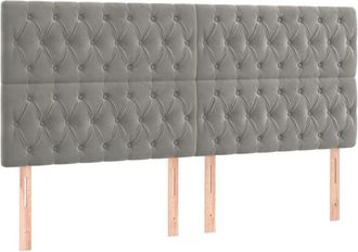 vidaXL Cabecero Con Luces Led Terciopelo Gris Claro 180x7x118/128 Cm Vidaxl