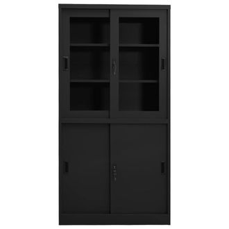 Berkfield Home Office Cabinet with Sliding Door Anthracite 90x40x180 cm Steel in Black | Size: 90 x 40 x 180 cm