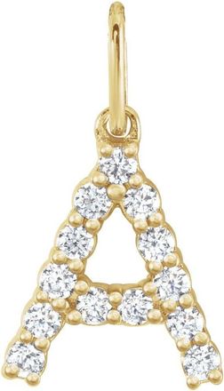 Diamond2Deal 14k Yellow Gold 1/5ct Lab-Grown Diamond Initial A Pendant