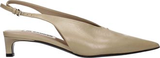 Jil Sander Beige Leather Mid Heel Womens Pumps