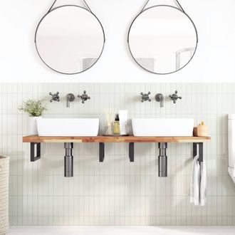 Berkfield Home Bathroom Vanity Top Oil Finished 160x40x4 cm Solid Wood Acacia in Brown | Size: 160 x 40 x 4 cm