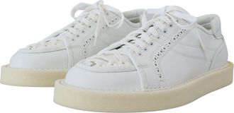 Dolce & Gabbana White Leather Low Top Oxford Sneakers Casual Mens Shoes