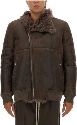 Rick Owens Lamsvel en Shearling Jas - Heren - Leren en Su&egrave;de Jassen - Grijs - M - Jassen