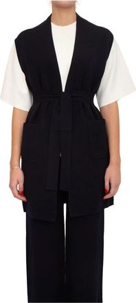 Max Mara Gilet - Dames - Gillet - Blauw - L - Polyester - Kostuums
