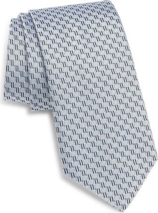Canali Geometric Silk Tie in Light Blue at Nordstrom