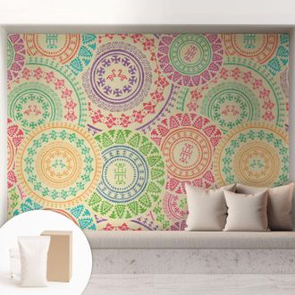 Tulup Carta Da Parati Non Tessuto - Con Colla Inclusa Per Camera Da Letto - Facile Da Applica - Motivo Decorativo Mandala Colorati 208x146 Cm