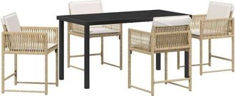 vidaXL Garden Dining Set 5 pcs Beige Poly Rattan vidaXL