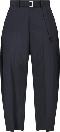 sacai Mid-Rise Wide-Leg Trousers with Removable Belt and Structured Pockets