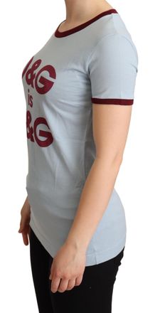 Dolce & Gabbana Womens Blue Crewneck D&g Top T-Shirt Cotton