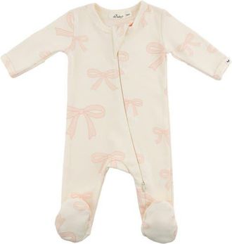 Oh Baby! Big Bows Pink Footie in Milk at Nordstrom, Size 9M