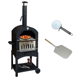 MonsterShop KuKoo Outdoor Pizza Oven & Pizza Peel in Black