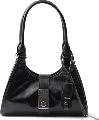 Prada Borsa tote piccola in pelle con chiusura a pressione - Nero