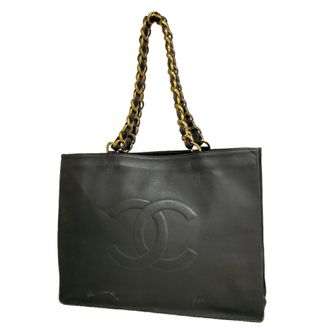 Chanel Black Leather Tote Bag (Pre-Owned)