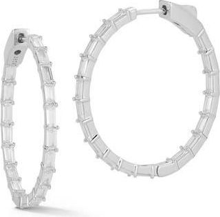 Glaze Jewelry Baguette Cubic Zirconia Hoop Earrings in Silver at Nordstrom Rack