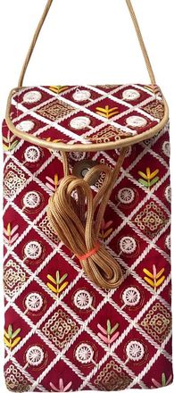 Generic Handcrafted Embroidered Sling Bag for Women, Designer Potli Style Crossbody Purse with Sequins & Thread Work, Lightweight Mobile & Essentials Pouch fo