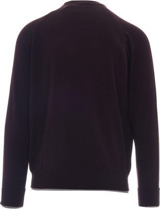 Eleventy Mens Crew-Neck Wool Jumper Burgundy-Light Grey Jumpers Burgundy/light Sweater