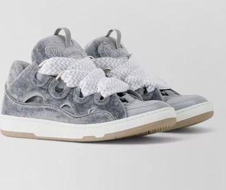 Lanvin low sneakers round toe velvet texture