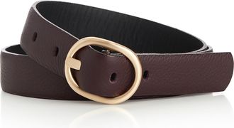 Simons Womens Gold oval-buckle leather belt