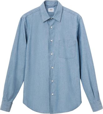 Aspesi Japanse Katoenen Chambray Overhemd - Heren - Casual Overhemden - Blauw - M - Katoen - Overhemden