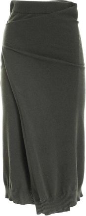 Kenzo Groene Midi-rok met Drapage - Dames - Midirokken - Groen - S - Wol - Rokken