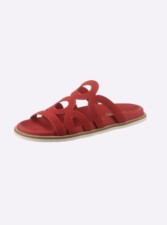 Heine Pantolette HEINE, Damen, Gr. 36, rot, Rindsleder, Veloursleder, Schuhe Pantolette