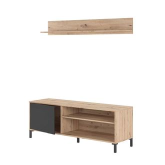 For&eacute;s Fores - Mueble Para Tv 135x40x49 Cm Roble Y Gris Antracita Con 1 Estante - Roma