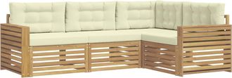 vidaXL Conjunto De Sof&aacute;s De Exterior 4 Uds. Blanco Y Crema Poli&eacute;ster Vidaxl