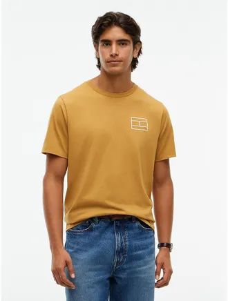 Tommy Hilfiger Mens Embroidered Flag Logo T-Shirt - Vintage Brass - XXL
