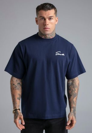 Siksilk Mens Navy Script T-Shirt XXL