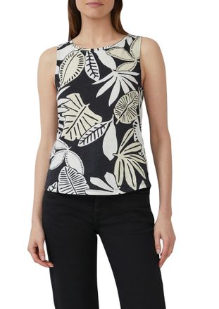 s.Oliver T-Shirt S.OLIVER, Damen, Gr. 42, schwarz (schwarz beige aop), Obermaterial: 50% Baumwolle, 50% Modal, bedruckt, regular fit taillenbedeckt, Rundhals, 