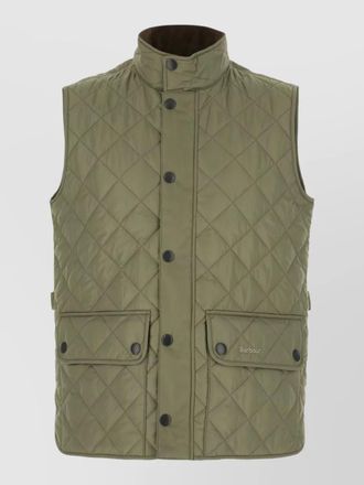 Barbour polyester padded sleeveless jacket stand collar