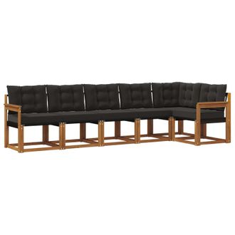 vidaXL Conjunto De Sof&aacute;s De Exterior Con Coj&iacute;n 6 Pcs Natural Y Negro Vidaxl