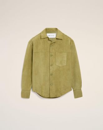 Ami Green Goat Leather Buttoned Overshirt Green - XXS - Unisex