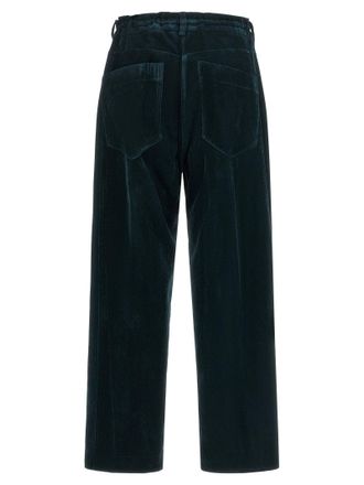 Nude Velvet Wide-Leg Trousers - Navy