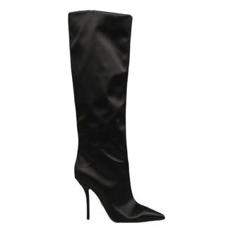 Dolce & Gabbana Satin Knee High Boots - female - Dolce & Gabbana - Heeled Boots - Black - 6 UK - Shoes