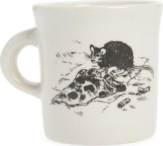 Fishs Eddy NYC Toile Pizza Rat Mug in White/black at Nordstrom