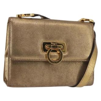 Ferragamo Pre-owned Leather Shoulder Bag - Dames - Pre-owned - Geel - Maat: ONE Size Leer