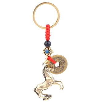 Generic 2026 Year Of Chinese Zodiac Horse Lucky Pendant Keychain Brass Feng Shui Wealth Car Key Ring Women Men Bag Pendant Jewelry Gift