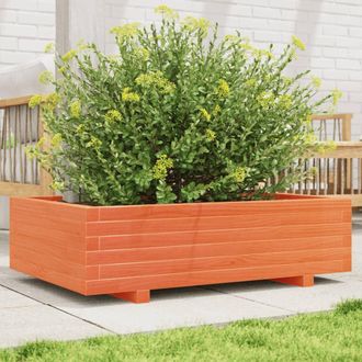 vidaXL Jardinera De Madera Maciza De Pino Marr&oacute;n Cera 90x60x26,5 Cm Vidaxl