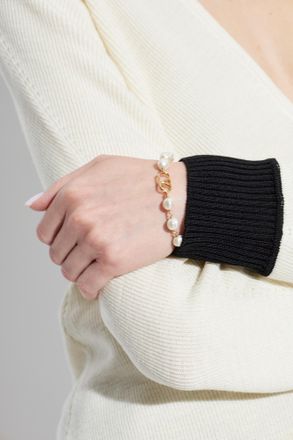 Valentino Garavani Bracelet With Glass Pearls, Womens, Gold